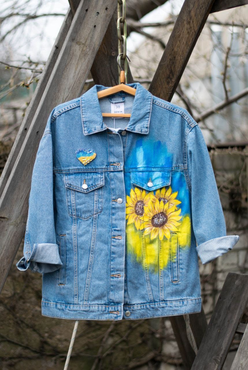 Custom Denim Jacket With Flower, Customized Jean Jacket, Hanpainted ...