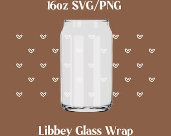 Heart Libbey Glass Can Wrap SVG, 16oz Template (Digital Download)