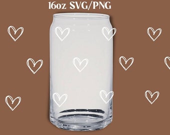 Heart Can Glass Wrap SVG, 16oz Libbey Template (Digital Download)