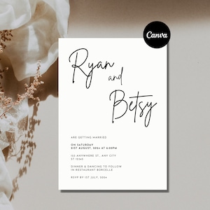 Canva | Minimalist Wedding Invitation Template | Editable Minimalist Wedding Invite | Modern Wedding Invite | Photo Wedding Invitation