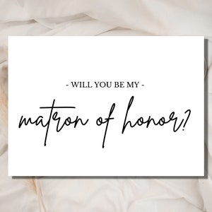 Will You Be My Matron of Honor  Printable, Ask to be Bridesmaid, Digital Download, Bridesmaid, Matron of Honor