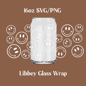 Smiley Can Glass Svg, Libbey Glass Can Wrap Svg, Can Glass Svg, Smiley svg, Commercial and Personal Use, Instant digital download