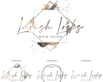 Beauty Logo, Makeup Artist Logo, Lash Artist Logo, Photography Logo, Hair Stylist Logo, Beauty Salon Logo, Premade Rose Gold Branding Kit