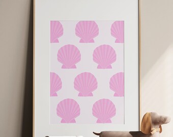 Seashell Wall Art, Nursery Printable Wall Art, Pink Abstract Shell Good For Bathroom Wall Decor, Light Pink Artwork Digital Download