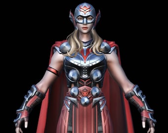 Mighty Thor Full Armor + Helmet + Hammer - Jane Foster Full Body Armor - Thor Love And Thunder - 3D Model - STL File - 3D Printable Model