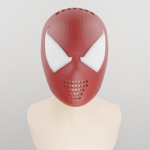 Scarlet  Spider-Man  Faceshell 3D Print -STL File- 3D Model- 3D Printable File-