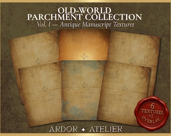 Texturas de pergamino antiguo / Papel antiguo, páginas de manuscritos antiguos y fondos de papel envejecido (descarga digital)