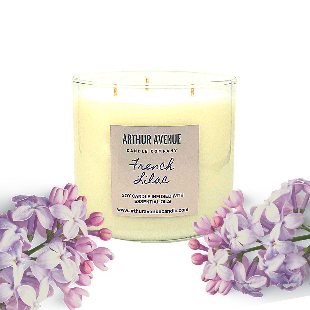 Spring Lilac Wood Wick Candle, 9 oz Spring Lilac Crackling Wood Wick Candle,  Spring Lilac Wood Wick Candle Gifts, Lilac Soy Candle Gifts