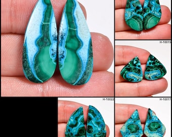 Wonderful Chrysocolla Malachite Pair Top Grade Quality 100% Natural Chrysocolla Malachite Cabochon Loose Gemstone Pair For Making Earrings