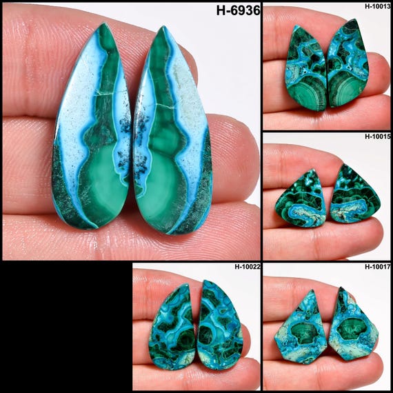 Wonderful Chrysocolla Malachite Pair Top Grade Quality 100% Natural Chrysocolla Malachite Cabochon Loose Gemstone Pair For Making Earrings