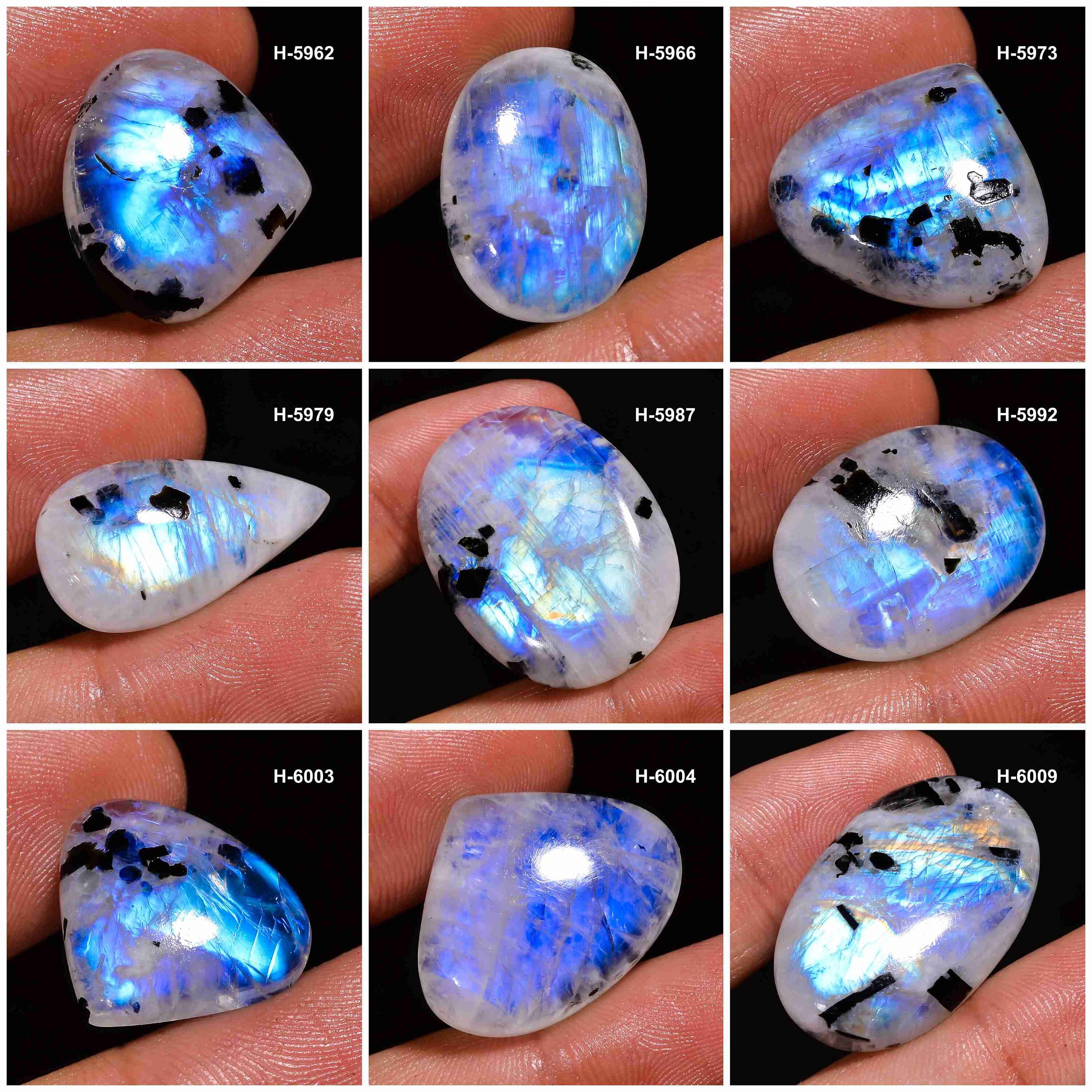 厳選されたレインボームーンストーンとトルマリン入り最高級品質100