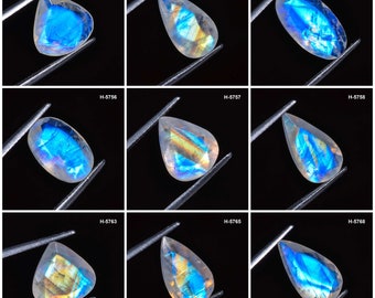 Selected Rainbow Moonstone Faceted Cut Stone Top Grade Quality 100% Natural Rainbow Moonstone Loose Gemstone For Making Jewelry