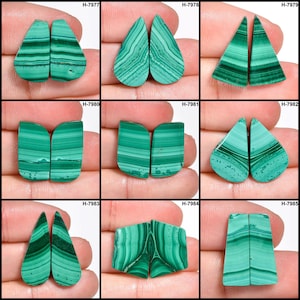 Malachite Pair A One Quality 100% Natural Malachite Pair Cabochon Loose Gemstone For Making Earrings