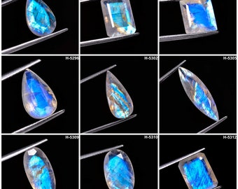 Beautiful Rainbow Moonstone Faceted Cut Stone Top Grade Quality 100% Natural Rainbow Moonstone Loose Gemstone For Making Jewelry
