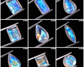 Fantastic Rainbow Moonstone Faceted Cut Stone Top Grade Quality 100% Natural Rainbow Moonstone Loose Gemstone For Making Jewelry
