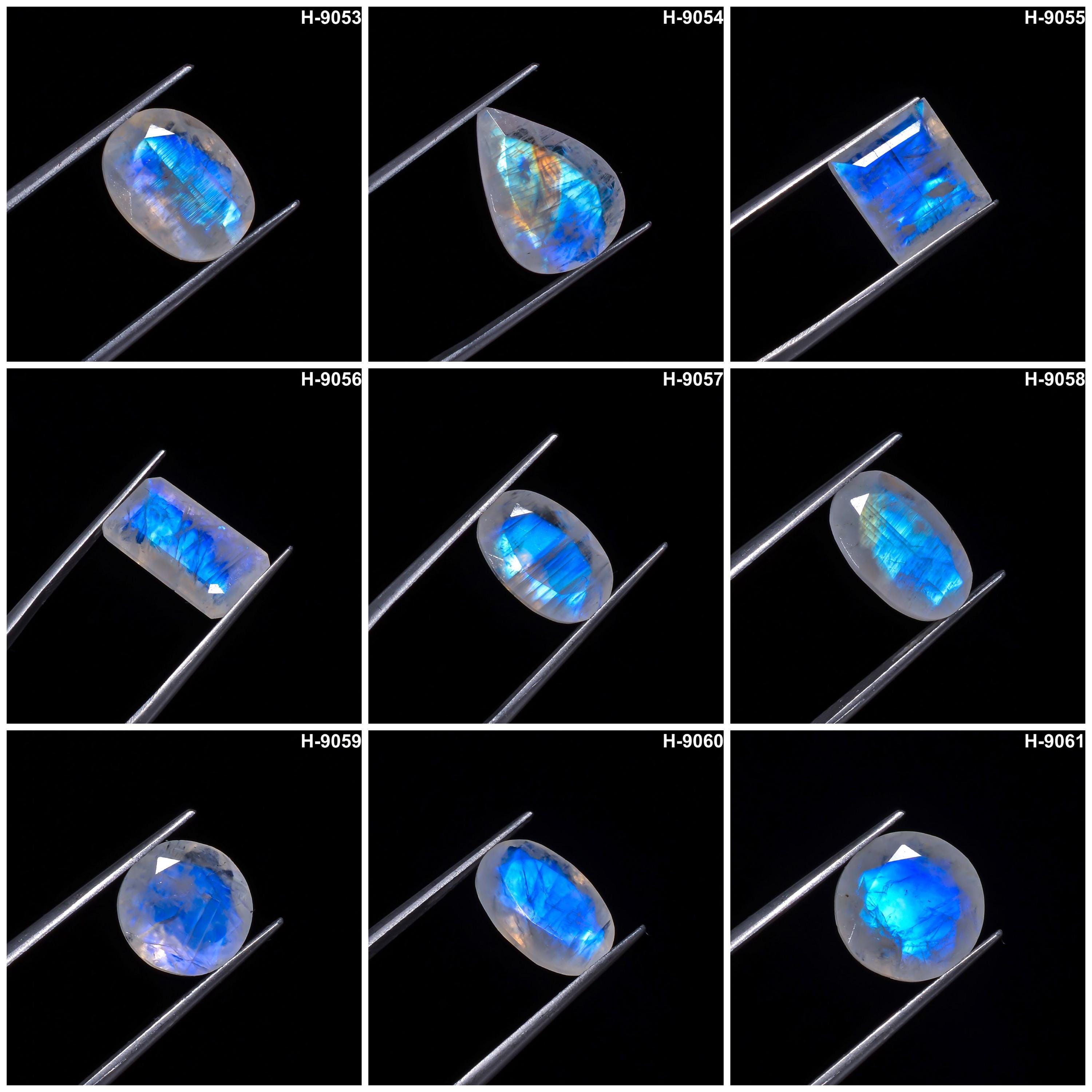 Genuine Rainbow Moonstone Faceted Cut Stone Top Grade Quality 100% Natural Azure Flame Rainbow Moonstone Loose Gemstone For Making Jewelry