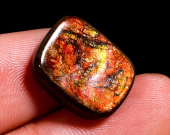 Attractive Top Grade Quality 100% Natural Ammolite Radiant Shape Cabochon Loose Gemstone For Making Jewelry 12 Ct. 15X12X4 mm H-6540