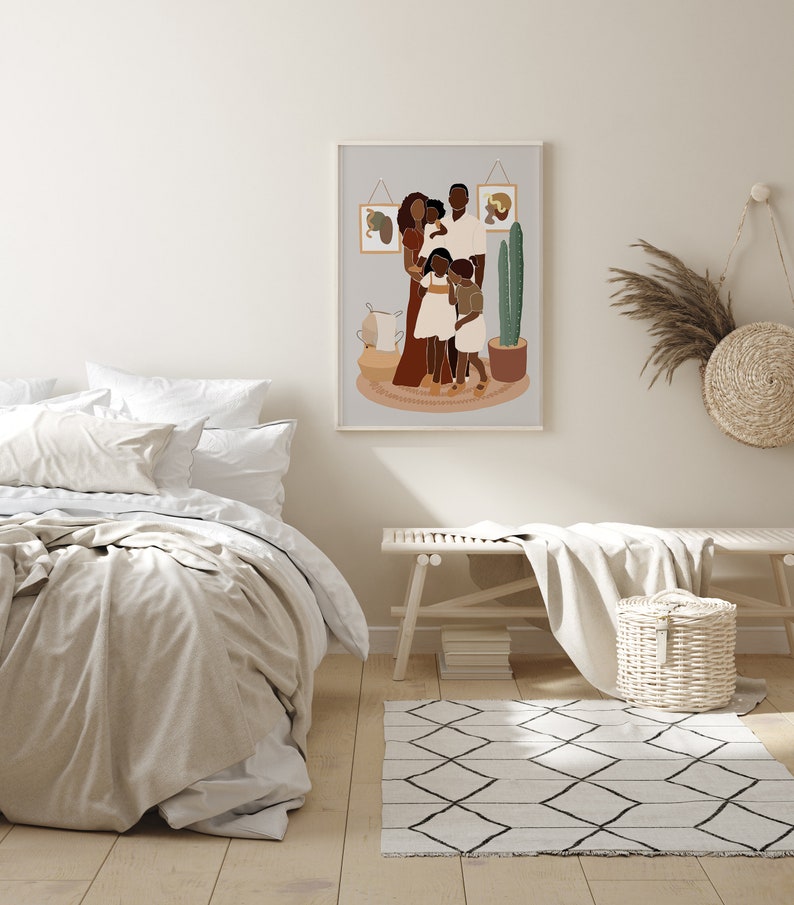 Modern Family Wall Art Minimalist Family Portrait Family Etsy