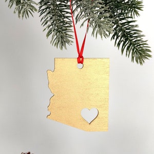 Arizona Ornament Phoenix, Tucson, Flagstaff Heart/ Christmas Ornament / Arizona Ornament / Arizona Christmas Decor / Arizona Love image 1