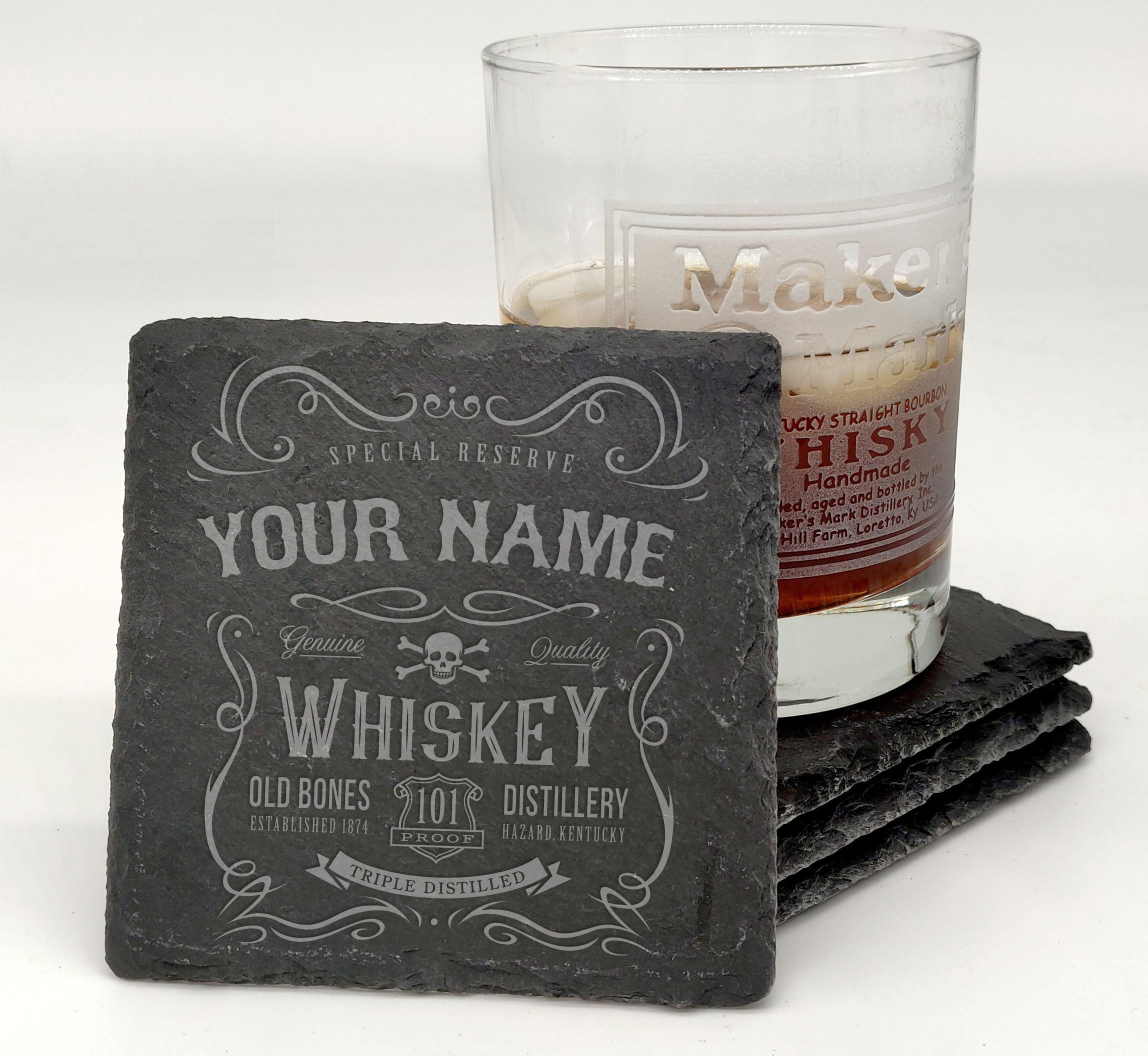 Personalized Whiskey Bar Coasters, Slate Coasters, Man Cave Gift