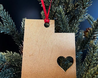 Utah Ornament (Moab, Salt Lake City, St. George Heart)/ Christmas Ornament / Arizona Ornament / Utah Christmas Decor / Utah Love