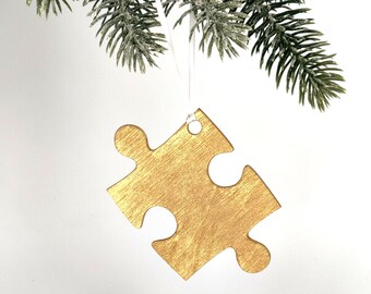 Puzzle Piece Ornament / Christmas Ornament / Puzzle Piece Christmas Decor