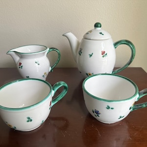 Vintage Gmundner Keramik Austria Teapot Set | Alpine Floral Design