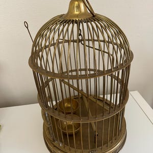 Vintage Decorative Brass Bird Cage | Age, Wear, & Patina Present | 16" Height