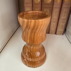 Vintage Wood Turned Pillar Candle Holder | Cottagecore Rustic