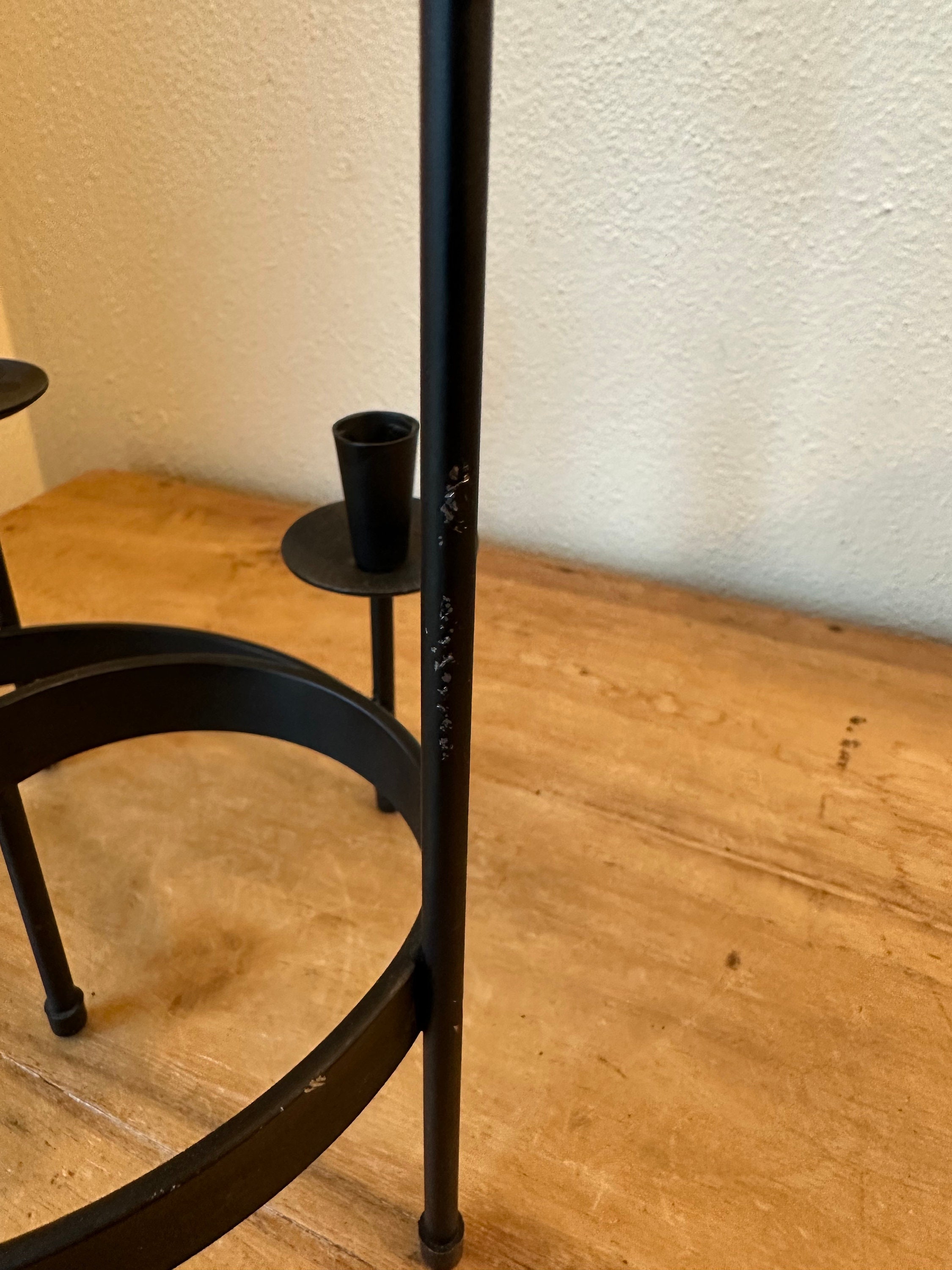 Vintage MCM Mid Century Modernist Black Metal Round Candle Etsy