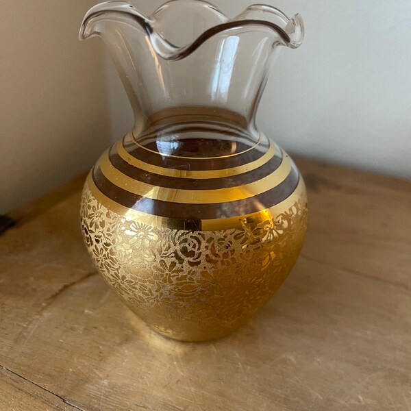 Gold Glass Vase Etsy