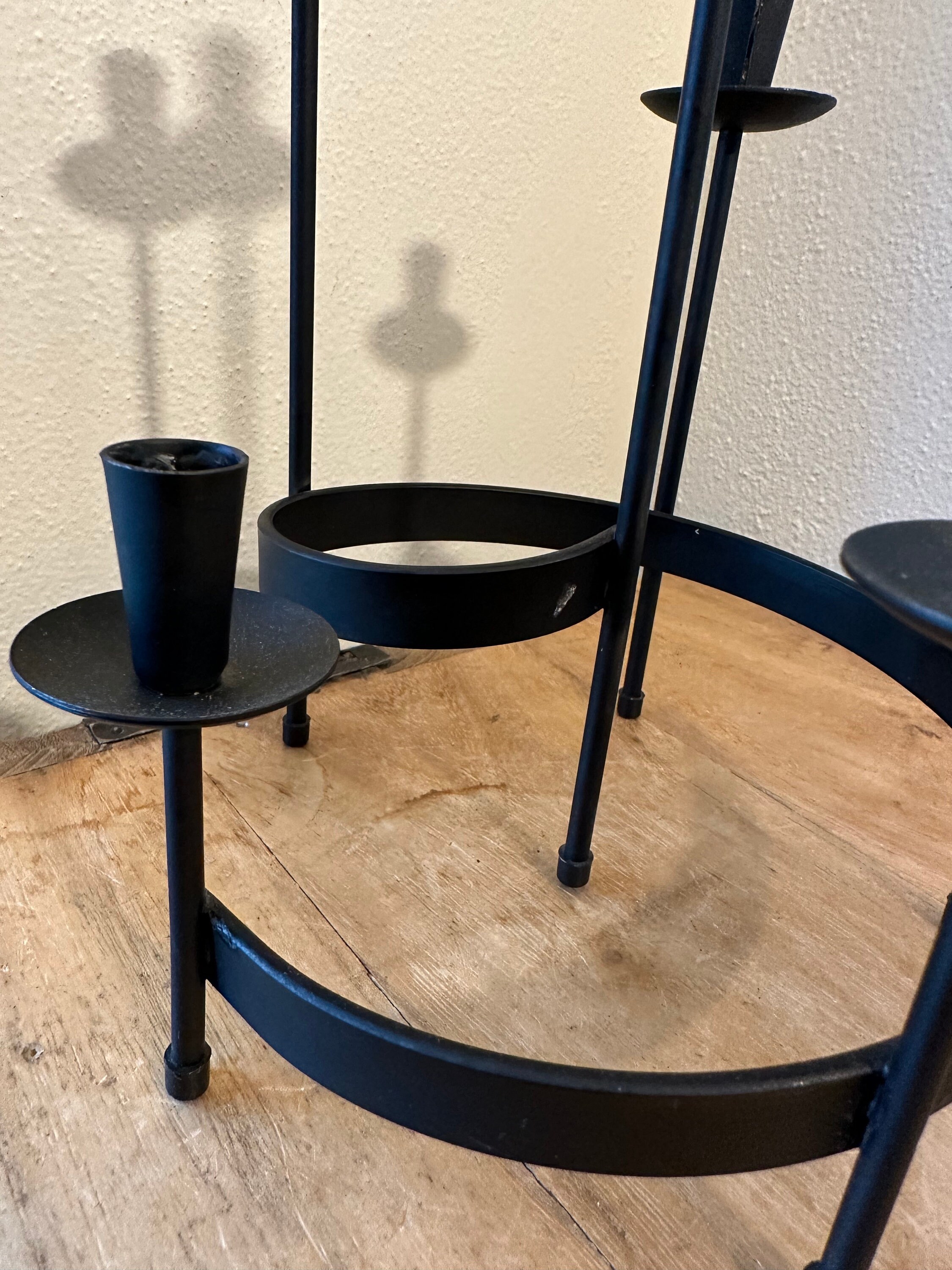 Vintage MCM Mid Century Modernist Black Metal Round Candle Etsy