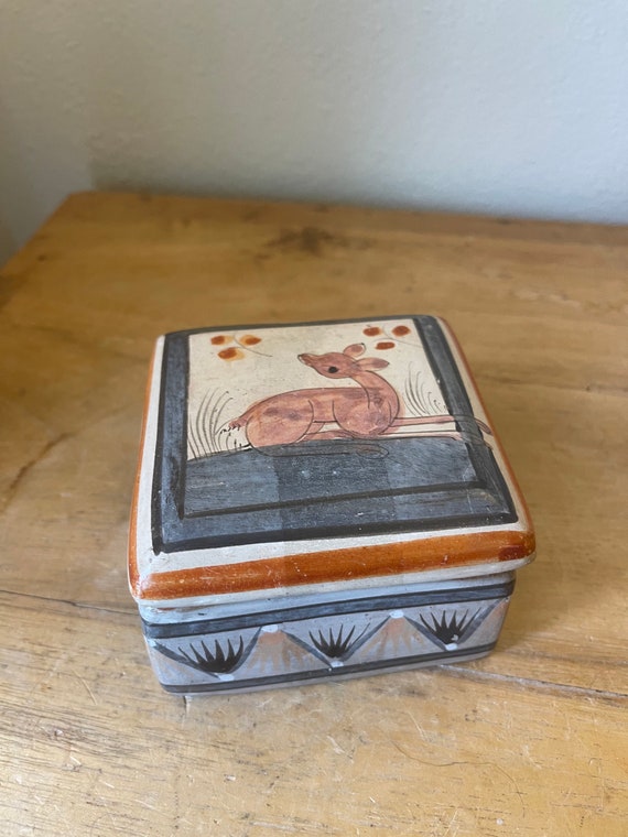 Vintage Tonala Burnished Pottery Box with Lid | Ha