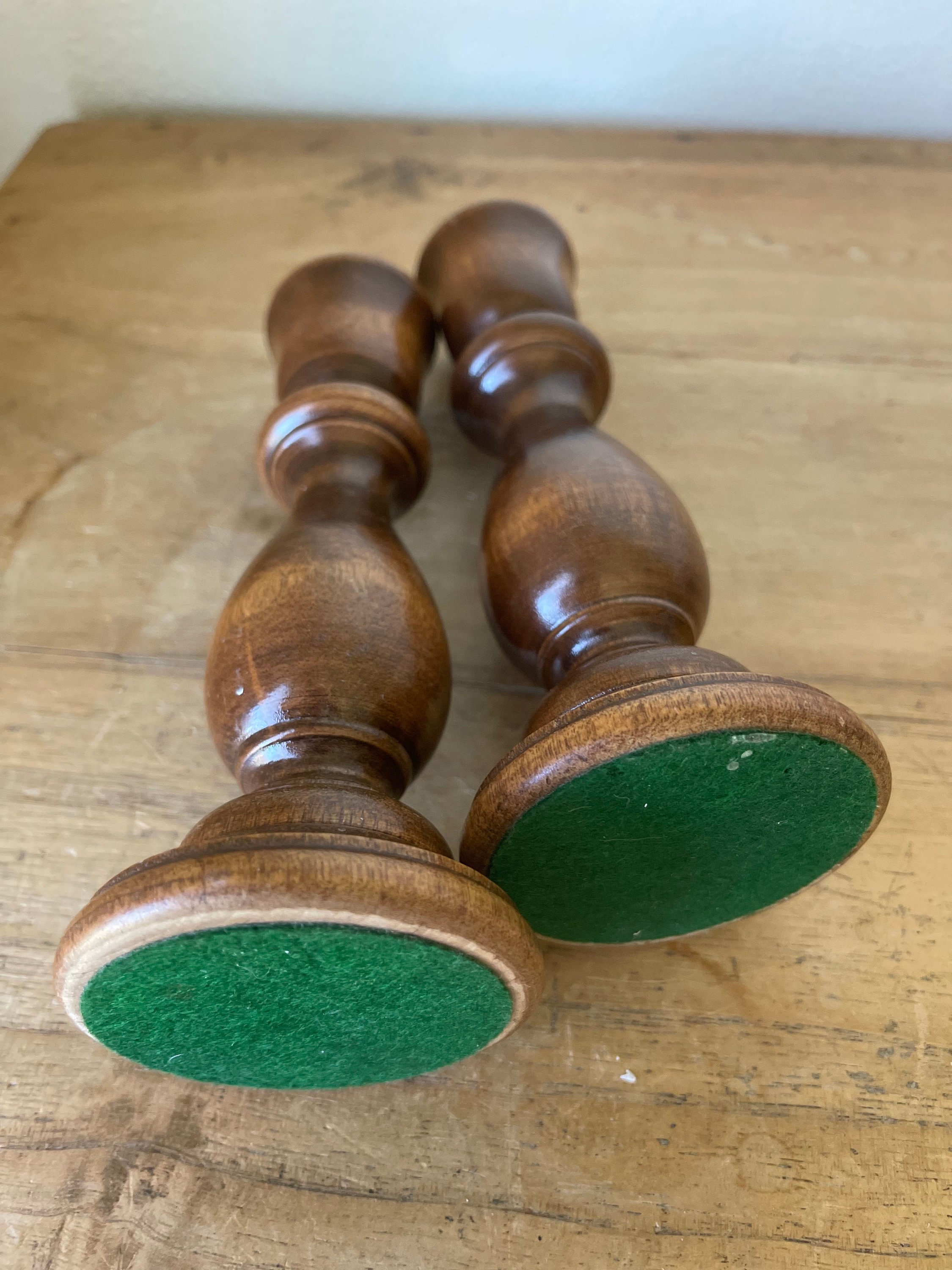 Vintage Wood Turned Taper Candlestick Holders | Cottagecore - Etsy