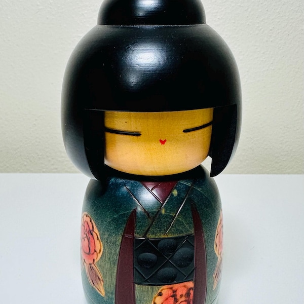Vintage Hand Painted Kokeshi Doll | 6" Height