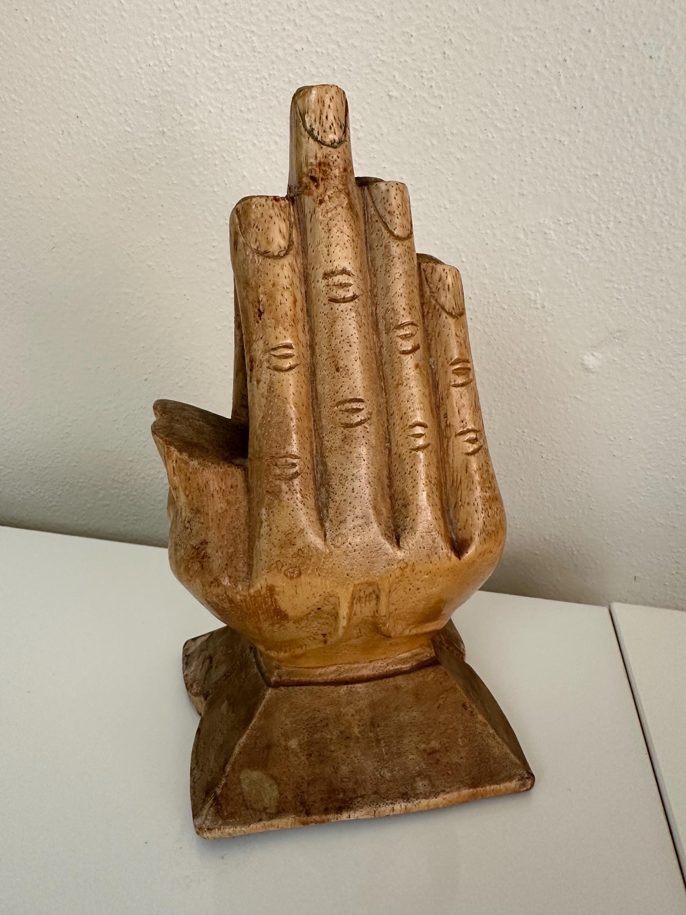 _*n様 木製　ハンドサイン　vintage Vintage Wood Peace Hand - Etsy