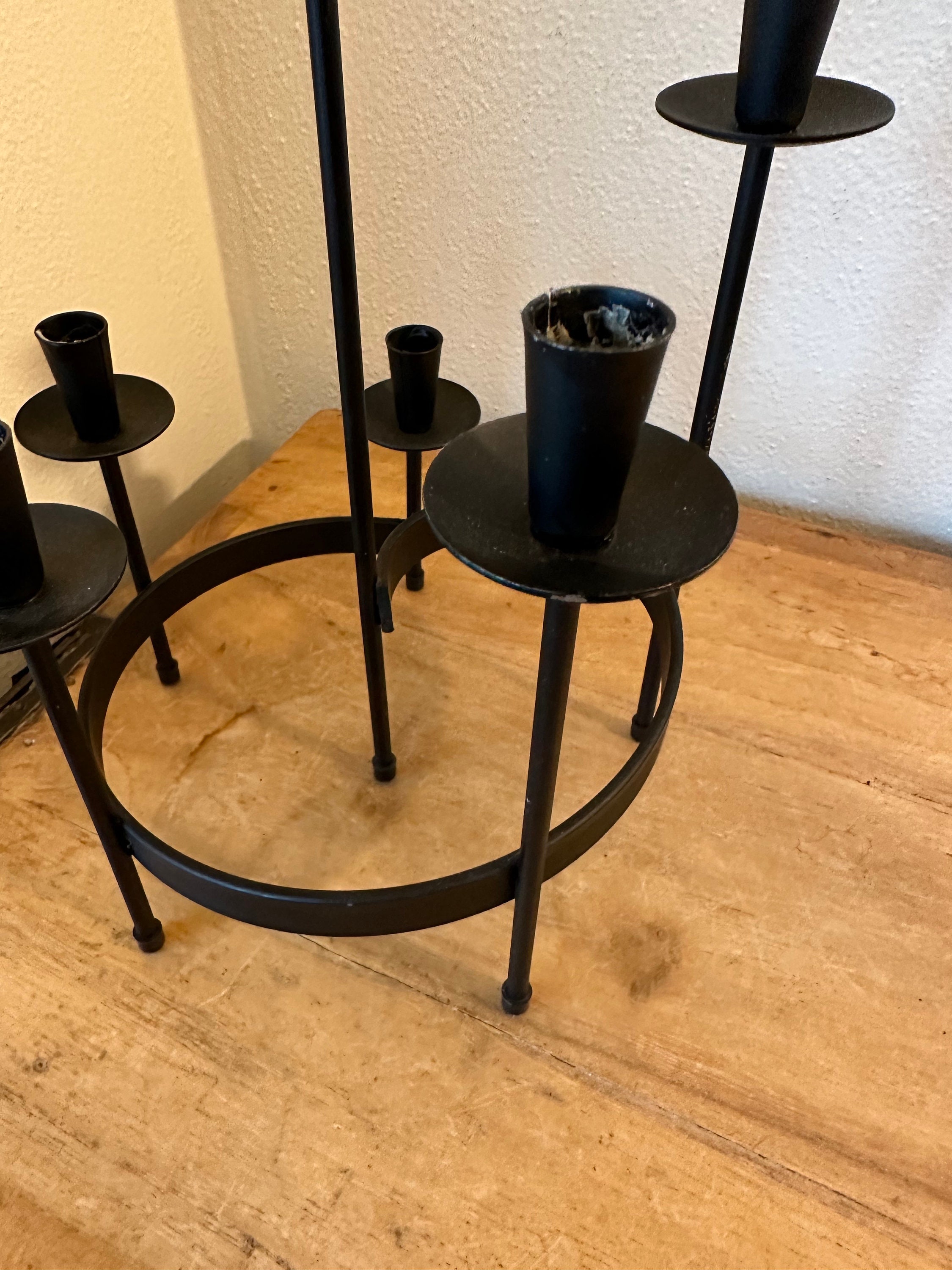 Vintage MCM Mid Century Modernist Black Metal Round Candle Etsy