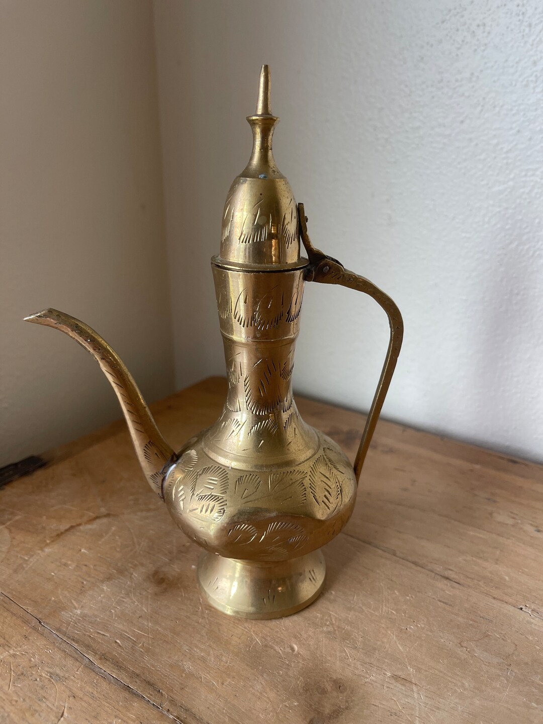 Vintage Boho Etched Brass Teapot Small Size Etsy