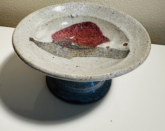Vintage Studio Pottery Pedestal Dish