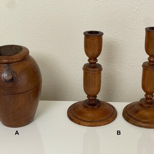 Vintage Wood Vase & Handmade Turned Candle Holder | Styles A-B