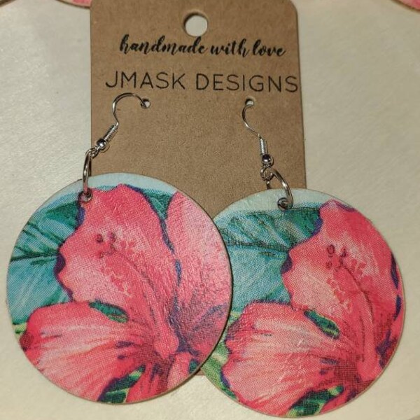 Pendientes de madera / Pendientes redondos / Pendientes ligeros / Pendientes colgantes / Pendientes funky / Pendientes de verano