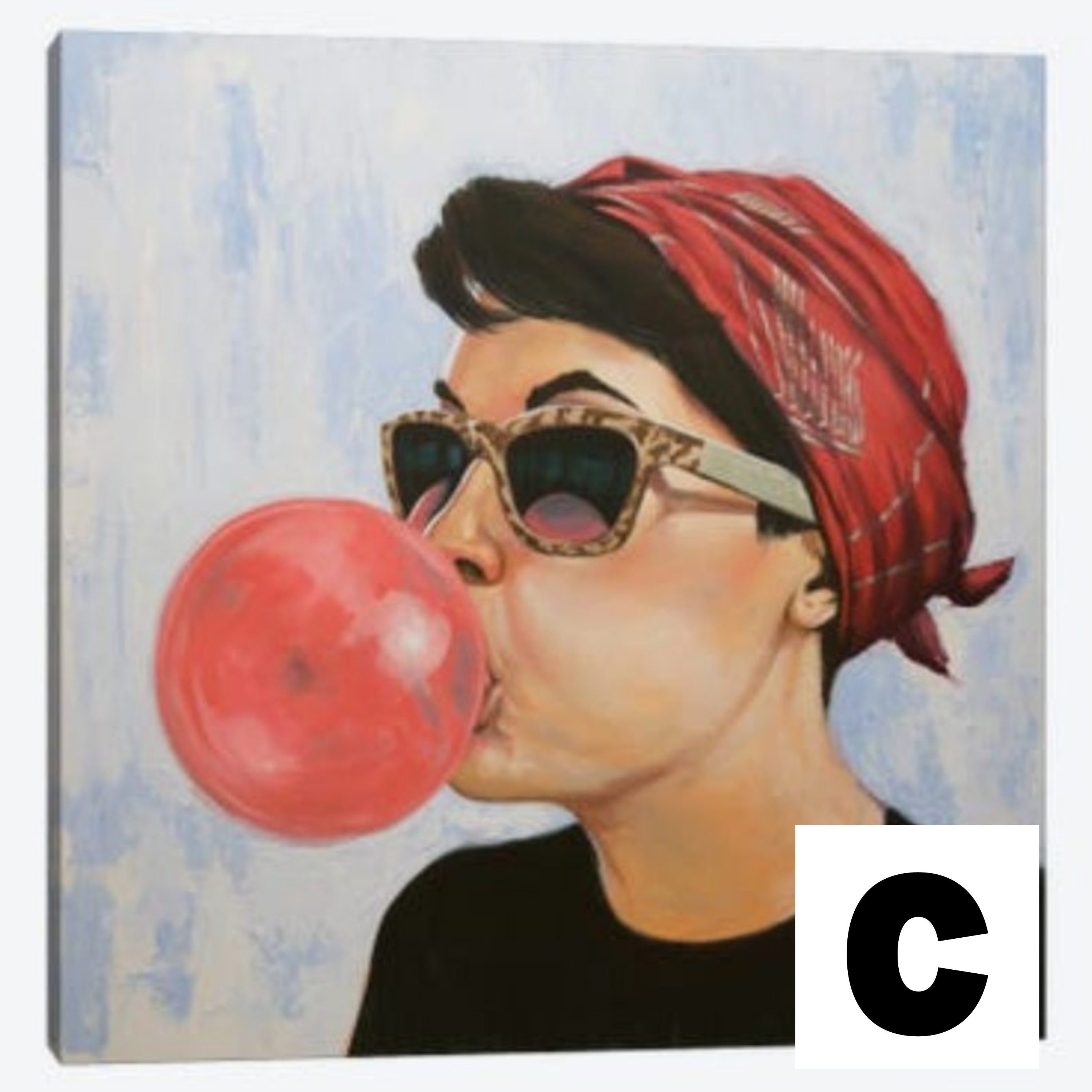 Black Art, African American Art, Black Boy With Bubble Gum, Canvas