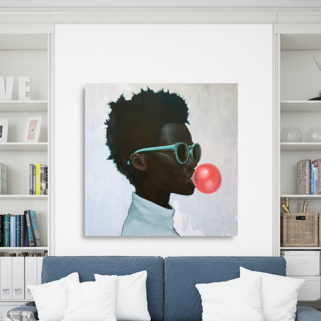 Black Art African American Art Black Boy With Bubble Gum 