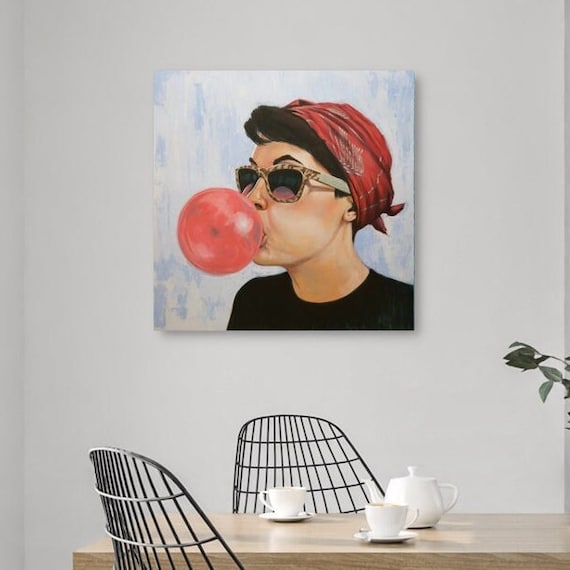 Black Art, African American Art, Black Boy With Bubble Gum, Canvas