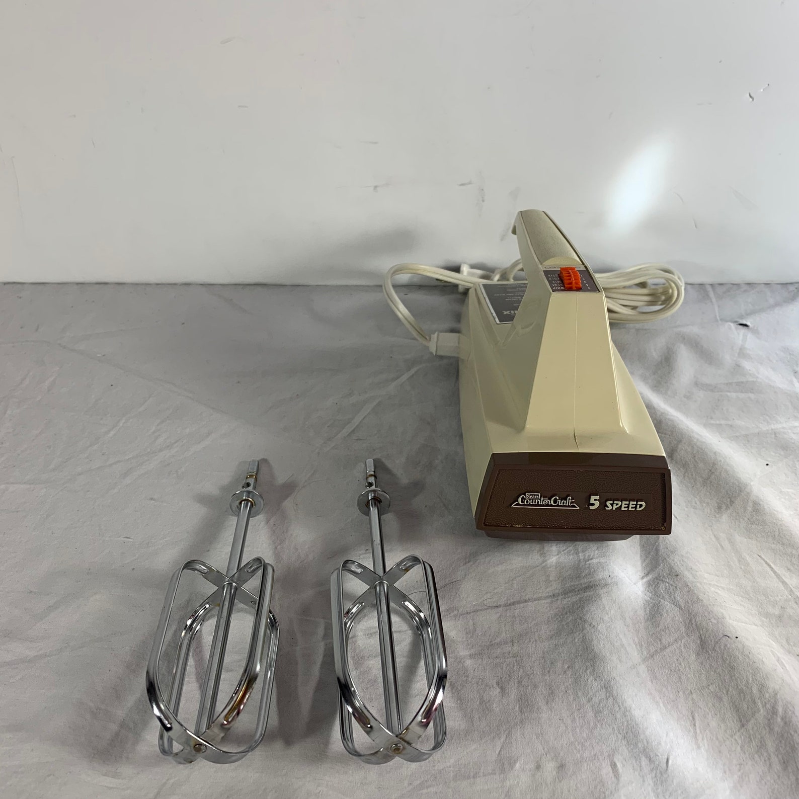Vintage Sears Roebuck Counter Craft 5 Speed Hand Mixer Almond Etsy