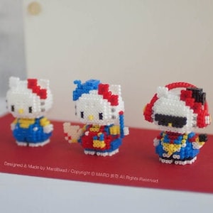 Set of 3 - Kitty Cat 3D Perler Bead Pattern Tutorial