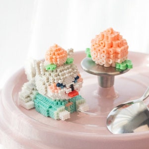 Dog with Peach 3D Perler Bead Pattern Tutorial
