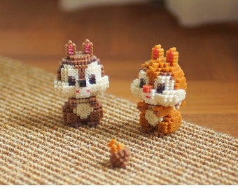 Chipmunk and Acorn 3D Perler Bead Pattern Tutorial