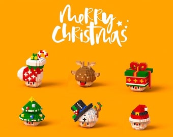 Set of 6 Christmas Mushroom 3D Perler Bead Pattern Tutorial