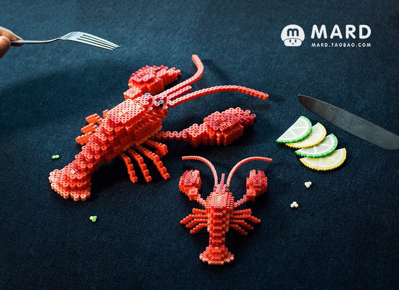 DIY Lobster 3D Perler Bead Pattern Tutorial image 1